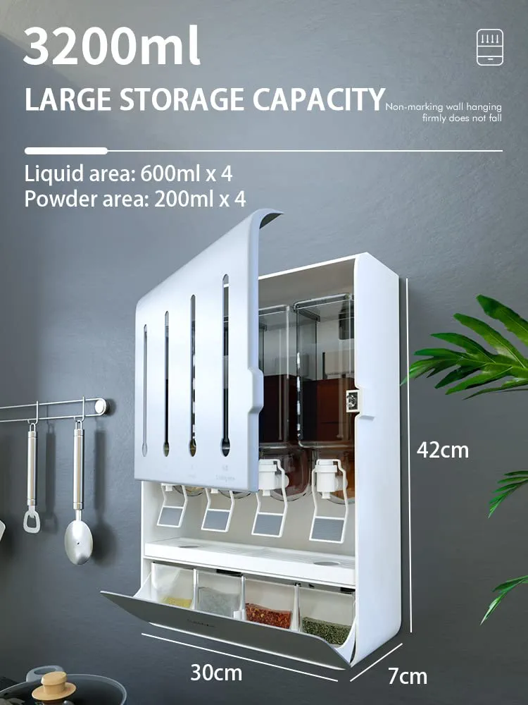 Wall-mounted Kitchen Shelf Spice Rack, Multi-functional Condiment Storage Box No Punching Seasoning Box, High Capacity