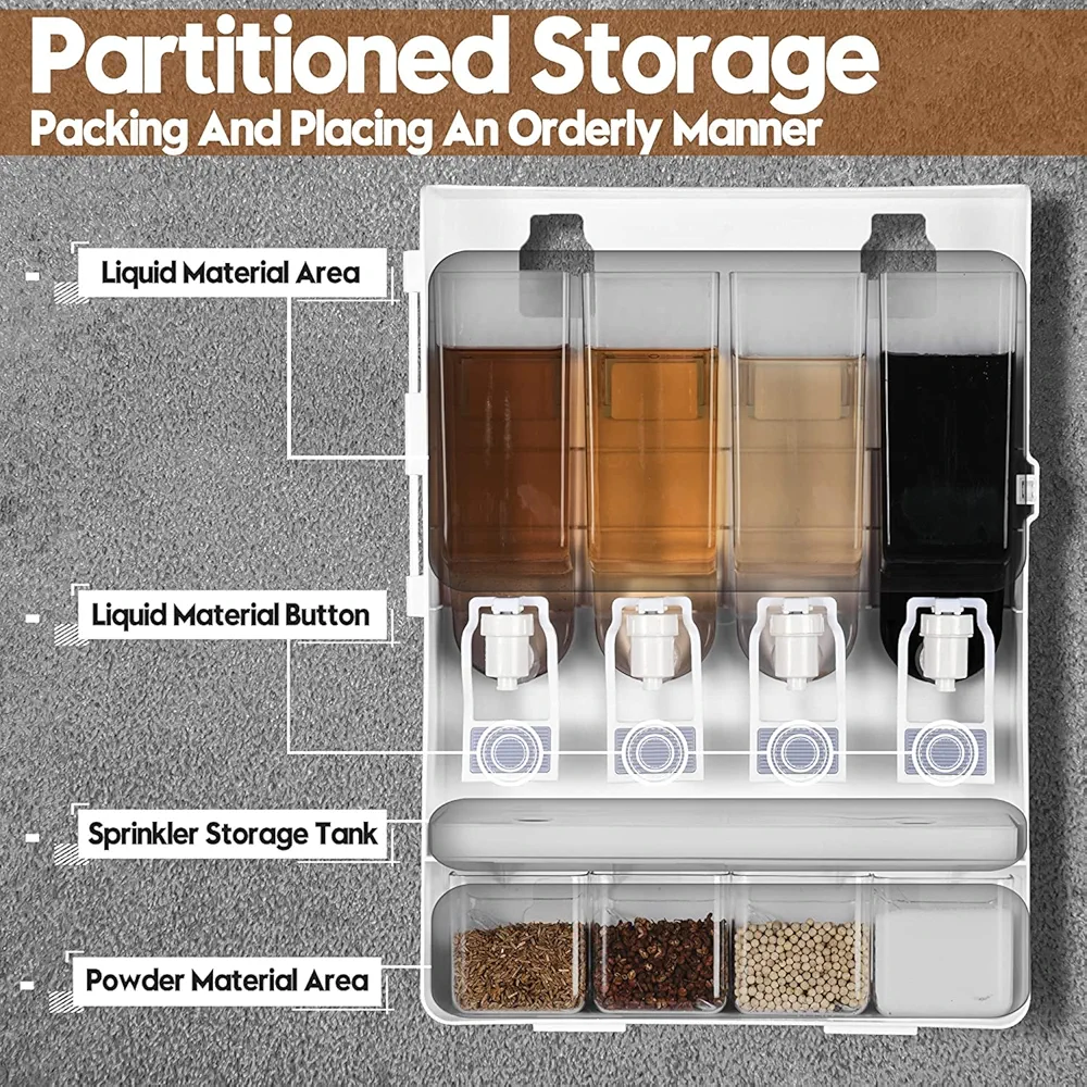 Wall-mounted Kitchen Shelf Spice Rack, Multi-functional Condiment Storage Box No Punching Seasoning Box, High Capacity