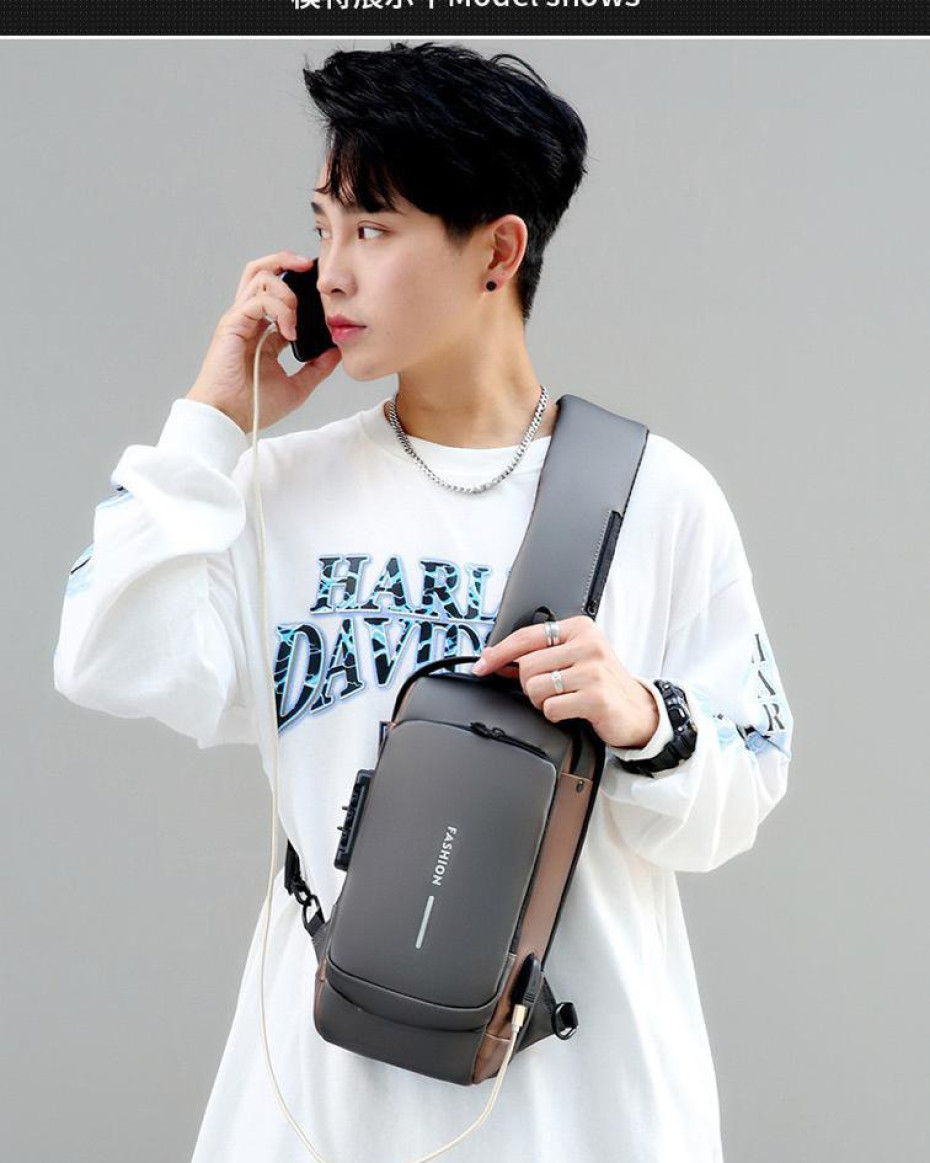 *High Quality Waterproof Anti theft Cross bag with USB port... available in 2colors posted...