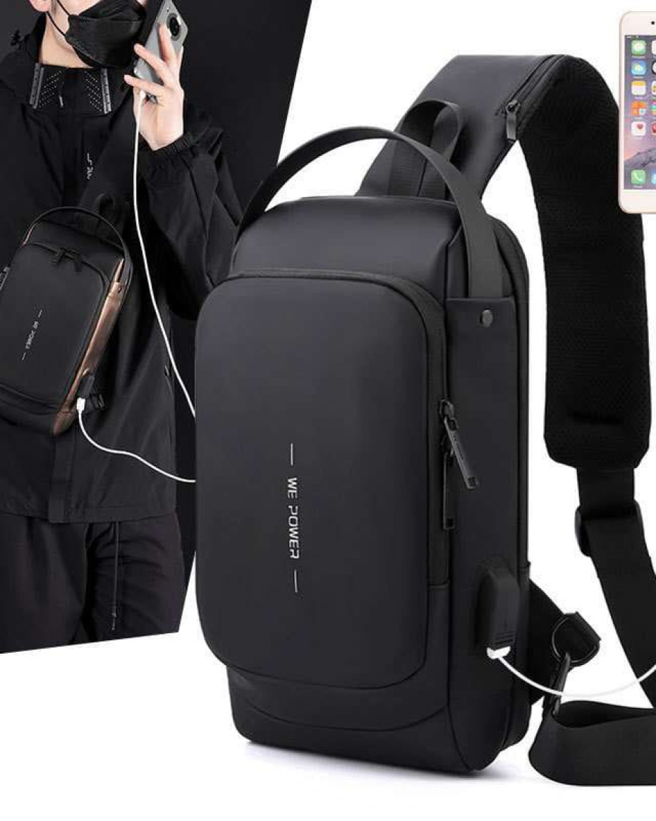 *High Quality Waterproof Anti theft Cross bag with USB port... available in 2colors posted...