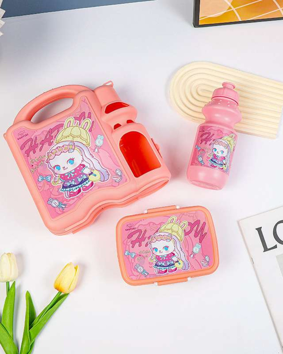 *Portable Compartment Children Disney Cartoons Bento Lunch Box Set