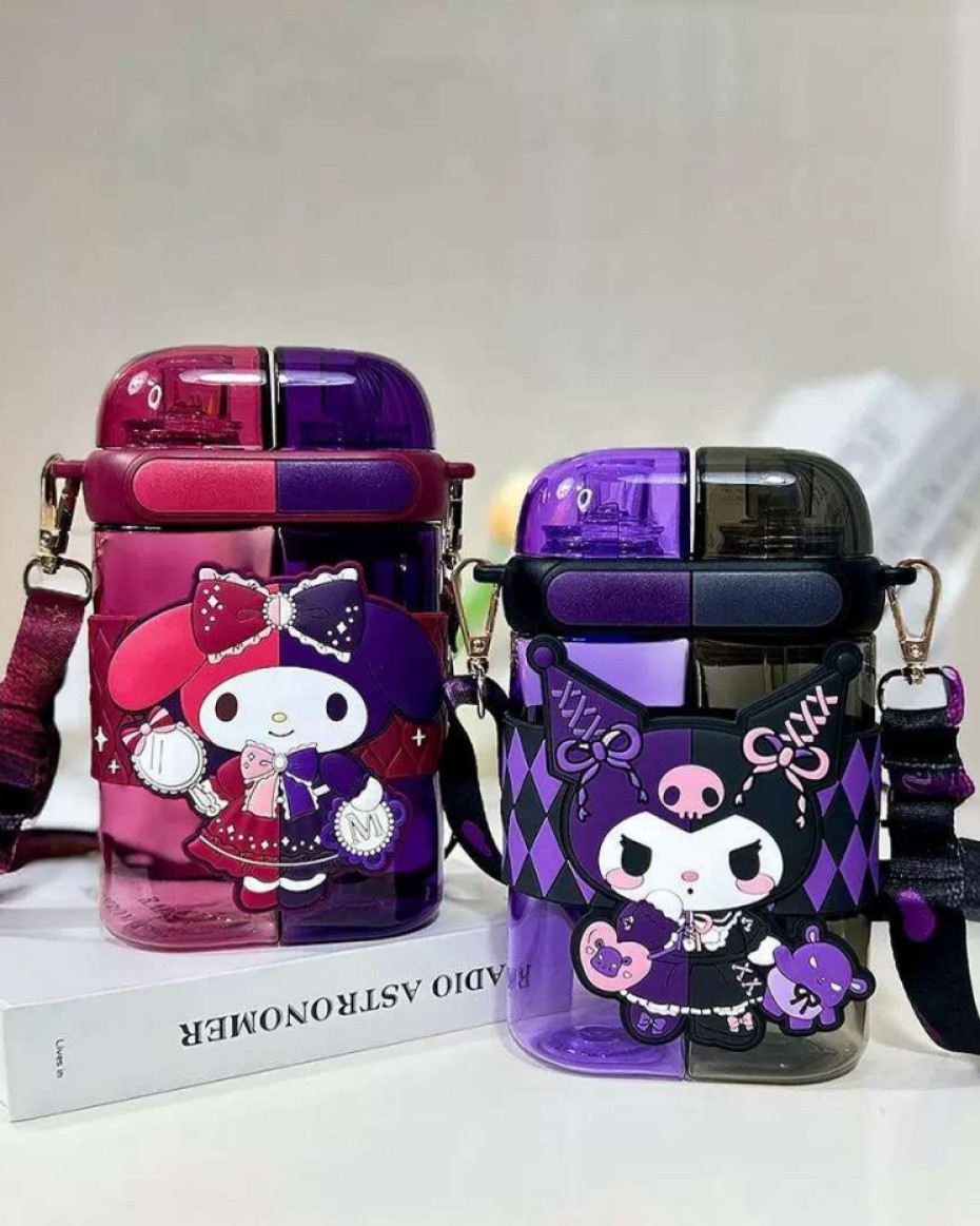 *Durable Silicone 2in1 Compartment Water bottle with lock and long hand