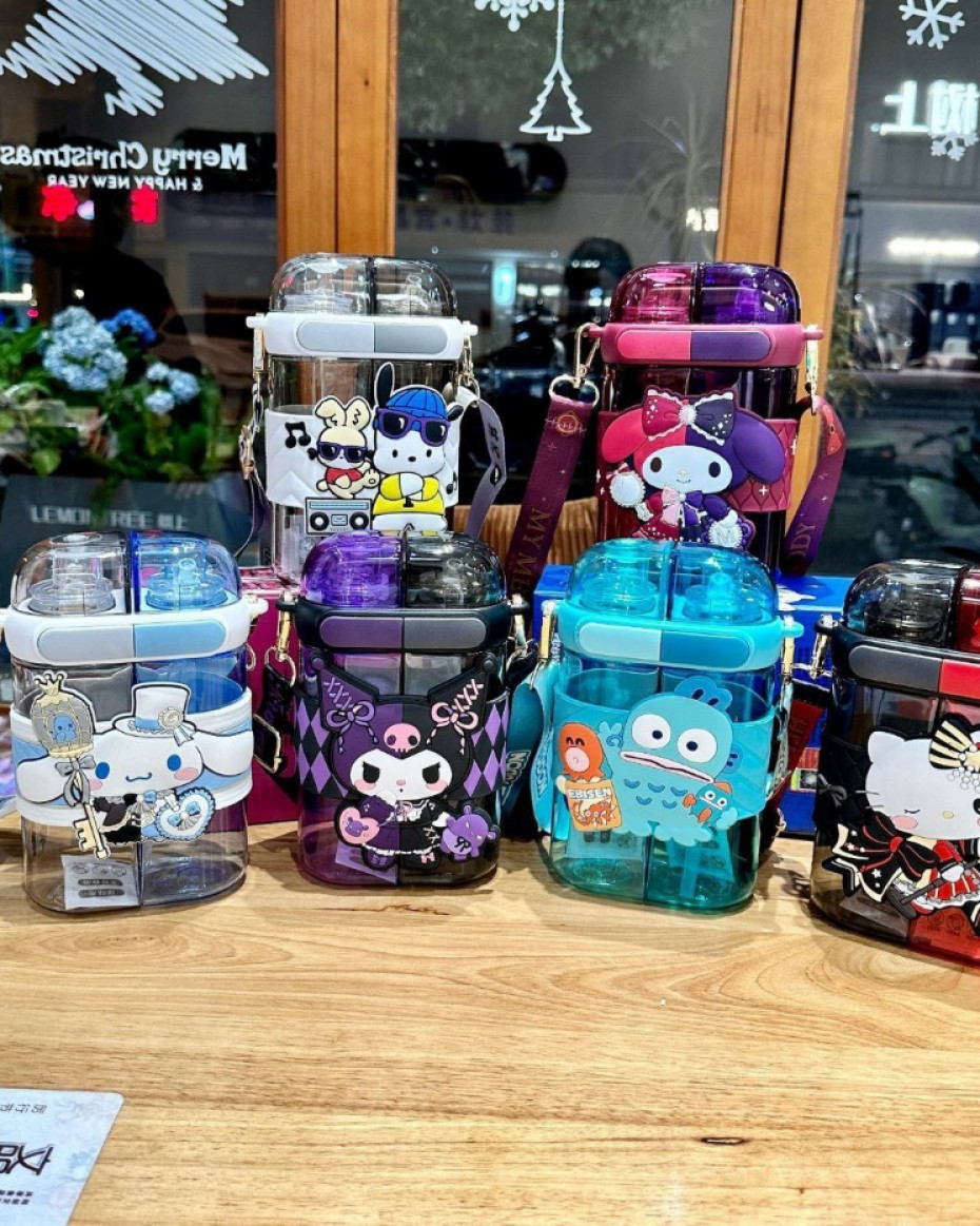 *Durable Silicone 2in1 Compartment Water bottle with lock and long hand