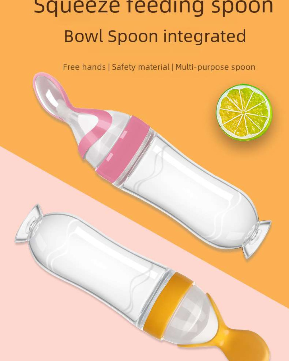 *Design 2 Silicone Baby Spoon Feeding Bottle...For Supplement Children Rice Paste Cute Soft Non-slip for kids...*
