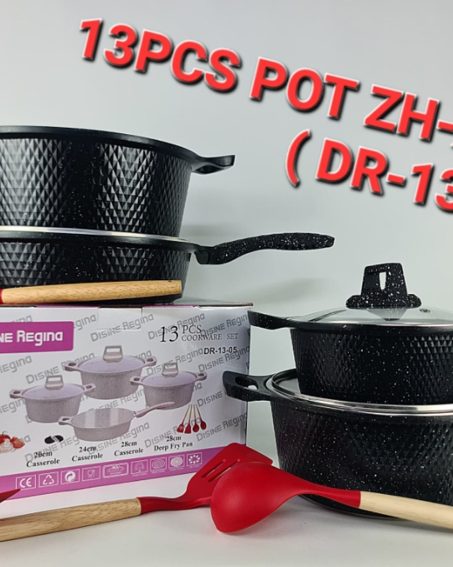 *13 PIECES ORIGINAL GRANITE COOKWARE SET WITH NON STICK SPOON SET