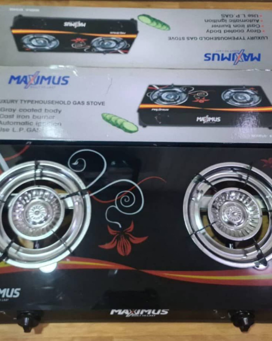 *2 FACE BURNER MAXIMUS GLASS AUTO IGNITION TABLE GAS COOKER.