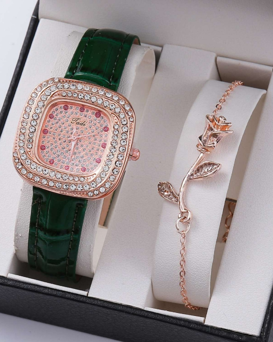 *CAREN LADIES QUALITY LEATHERđŸ˜˜ WATCH WITH BRACELET•••