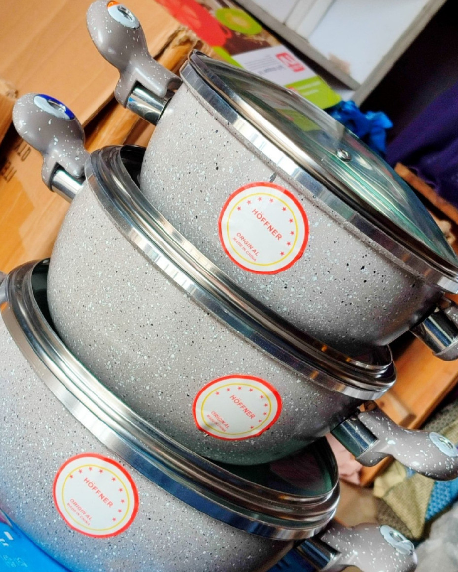 *HF- HIGH QUALITY NON STICK 6SETS POT WITH GLASS COVER