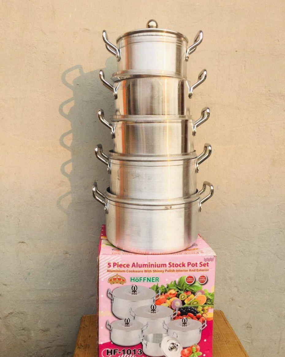 *QUALITY HF1013 5PC'S ALUMINIUM STOCK POT SET.... L