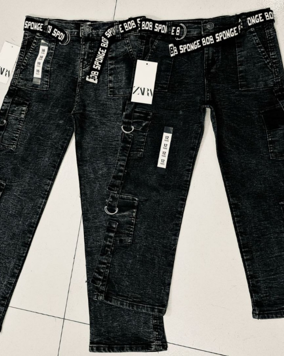 Quality Zara Unisex Multi Pocket Cargo Jeans... ASH