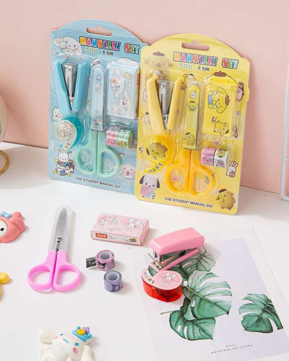 *Cute Stationery Perfect Gift For Students,Includes Stapler &Pins, Scissors,Tapes