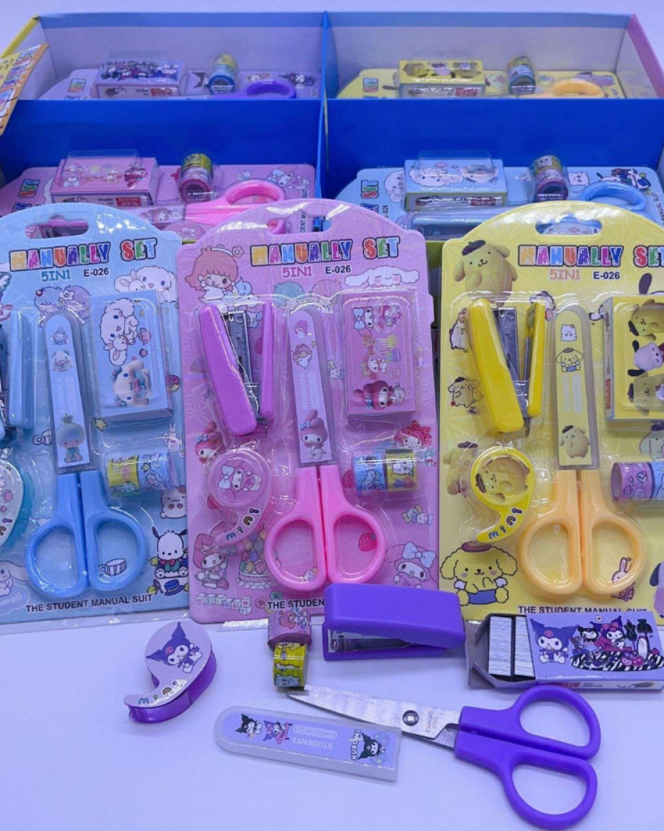 *Cute Stationery Perfect Gift For Students,Includes Stapler &Pins, Scissors,Tapes