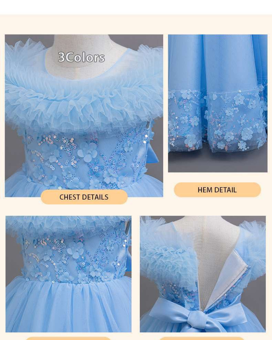 HIGH QUALITY BERVERLY RUFFLE BALL GOWN WITH SEQUINS COLORSSKY BLUE