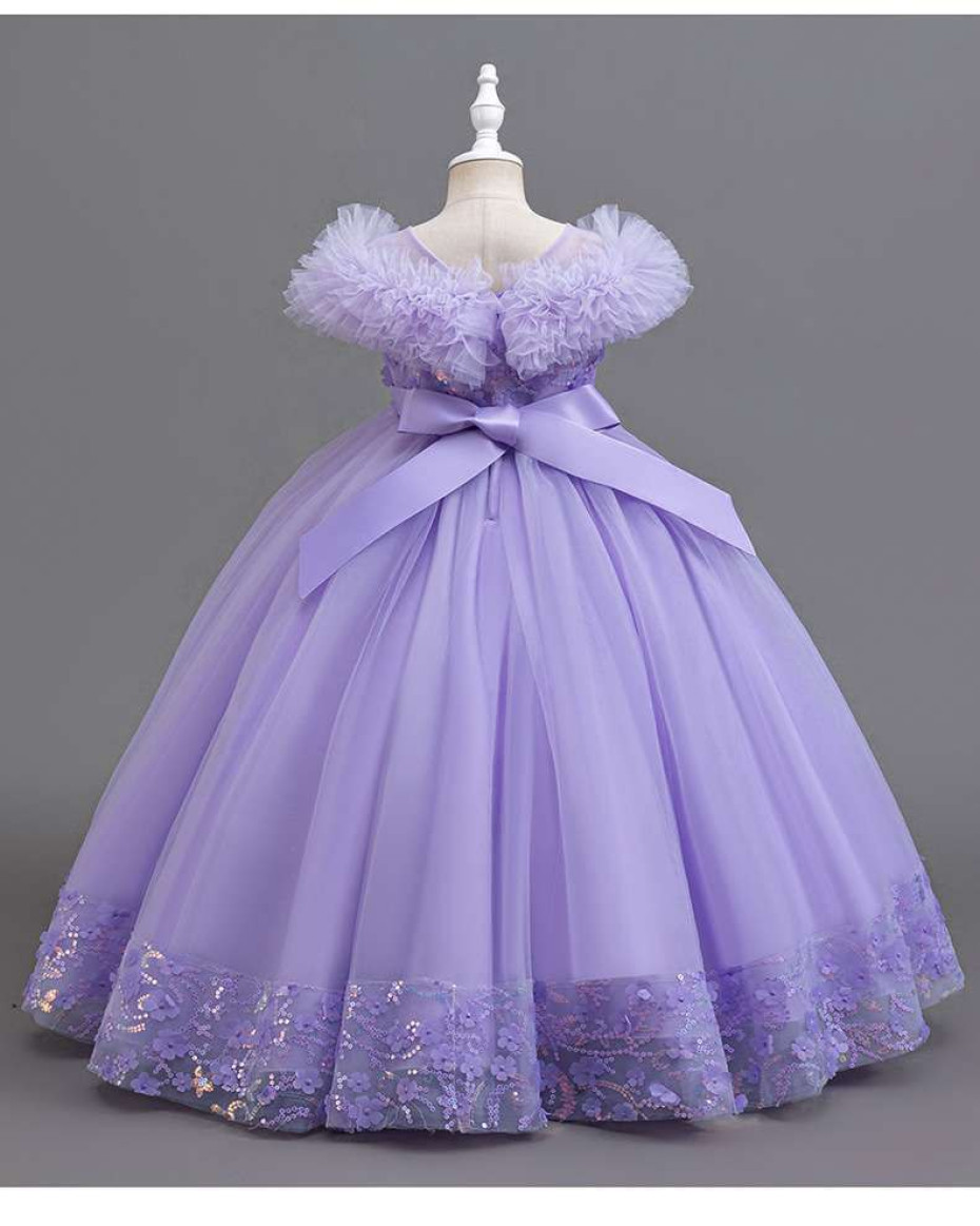 HIGH QUALITY BERVERLY RUFFLE BALL GOWN WITH SEQUINS LILAC