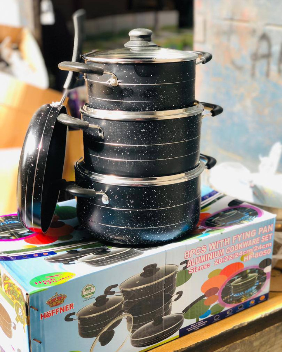 8PCS HOFFNER THICKENED ALUMINUM NONSTICK COOKWAREPOT SET WITH FRYPAN MODEL HF -