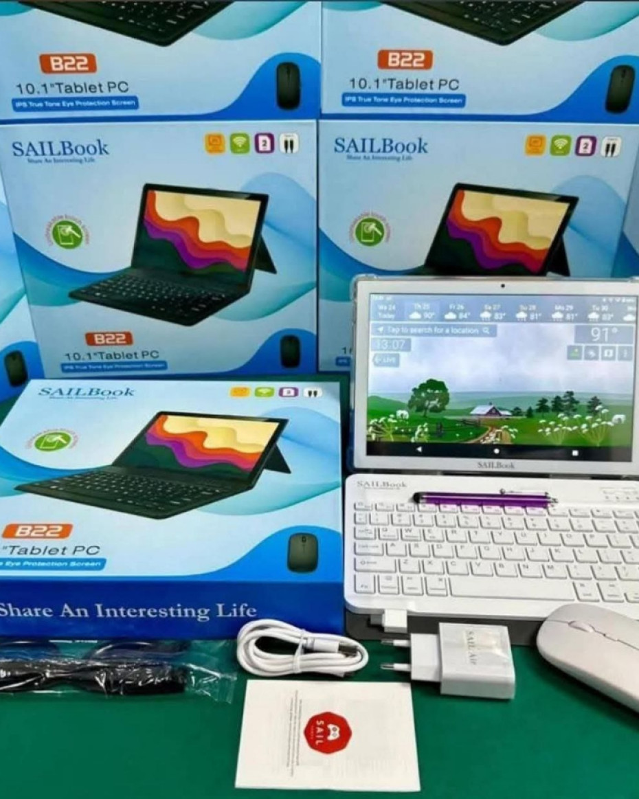 *SAIL AIR NOTE BOOK B22(UPGRADED VERSION)SIM SLOT/WIFI ENABLED 16GB+512GB,ANDROID 13 WITH FREE KEYPAD, POUCH AND MOUSE EXPLOSION PROOF SCREEN TABLET (STRONGER AND UNBREAKABLE SCREEN)WITH GIFT ITEMS AND ACCESSORIES