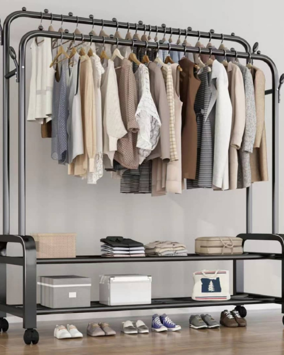 *48kg Heavy Duty Double pole,2 step cloth /bag hanger with wheels❤️.