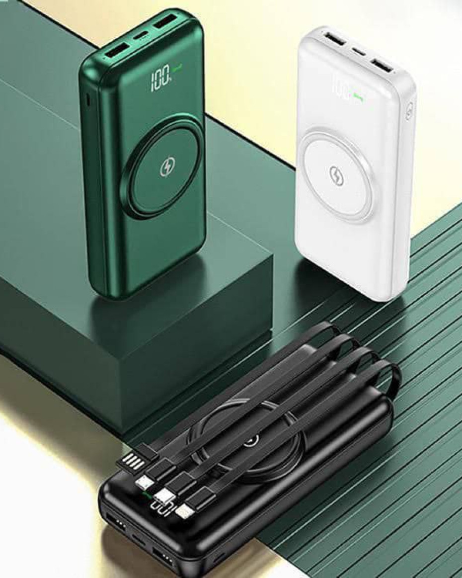 * 30000MAH QI WIRELESS POWERBANK WITH CHARGING CORDS