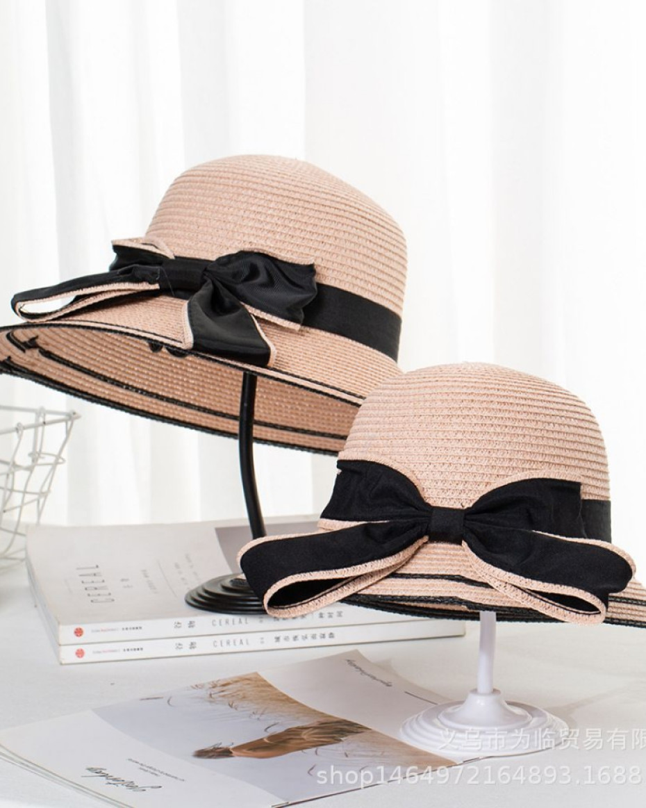 *Summer & Spring Sun protection Beach,Party and outing Ribbon Hat