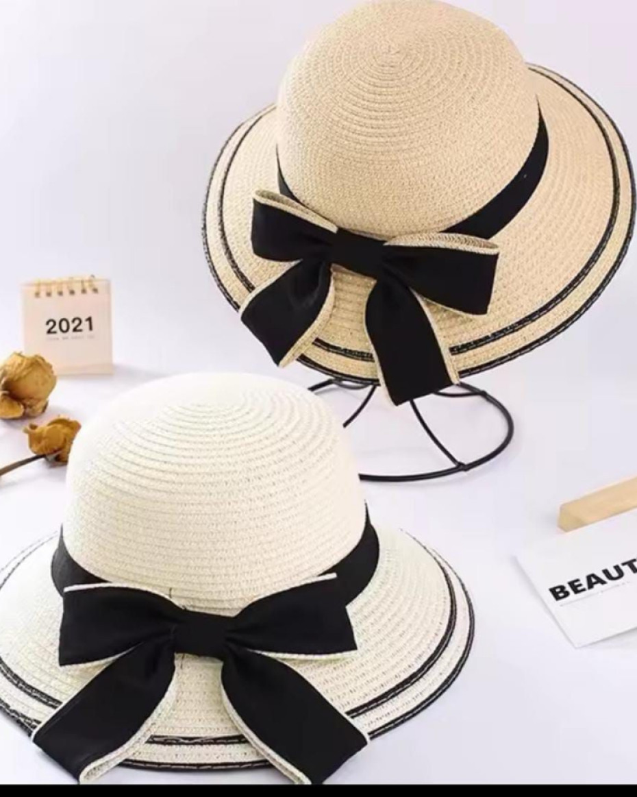 *Summer & Spring Sun protection Beach,Party and outing Ribbon Hat