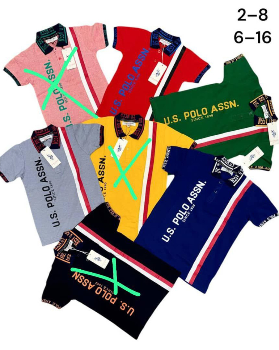 UNIQUE U.S POLO ASSN UNISEX KIDDIES POLO T-SHIRT. ASH