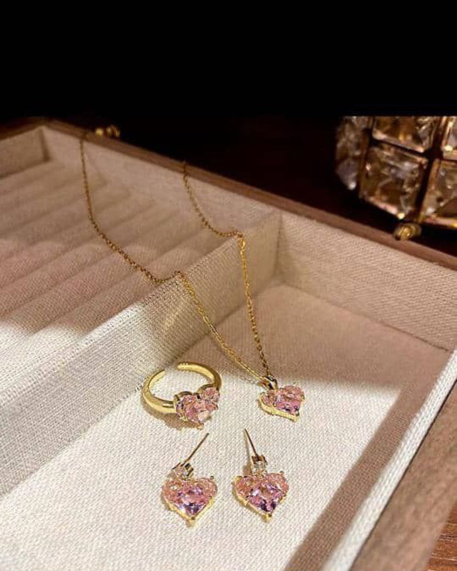 *SIMPLE & CLASSY CHAIN,RING,PENDANT EARRING JEWELRY SET