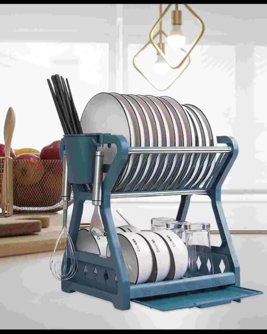 *MIDI SIZED DOUBLE STEP PLATE/DISH RACK WITH HOLDER