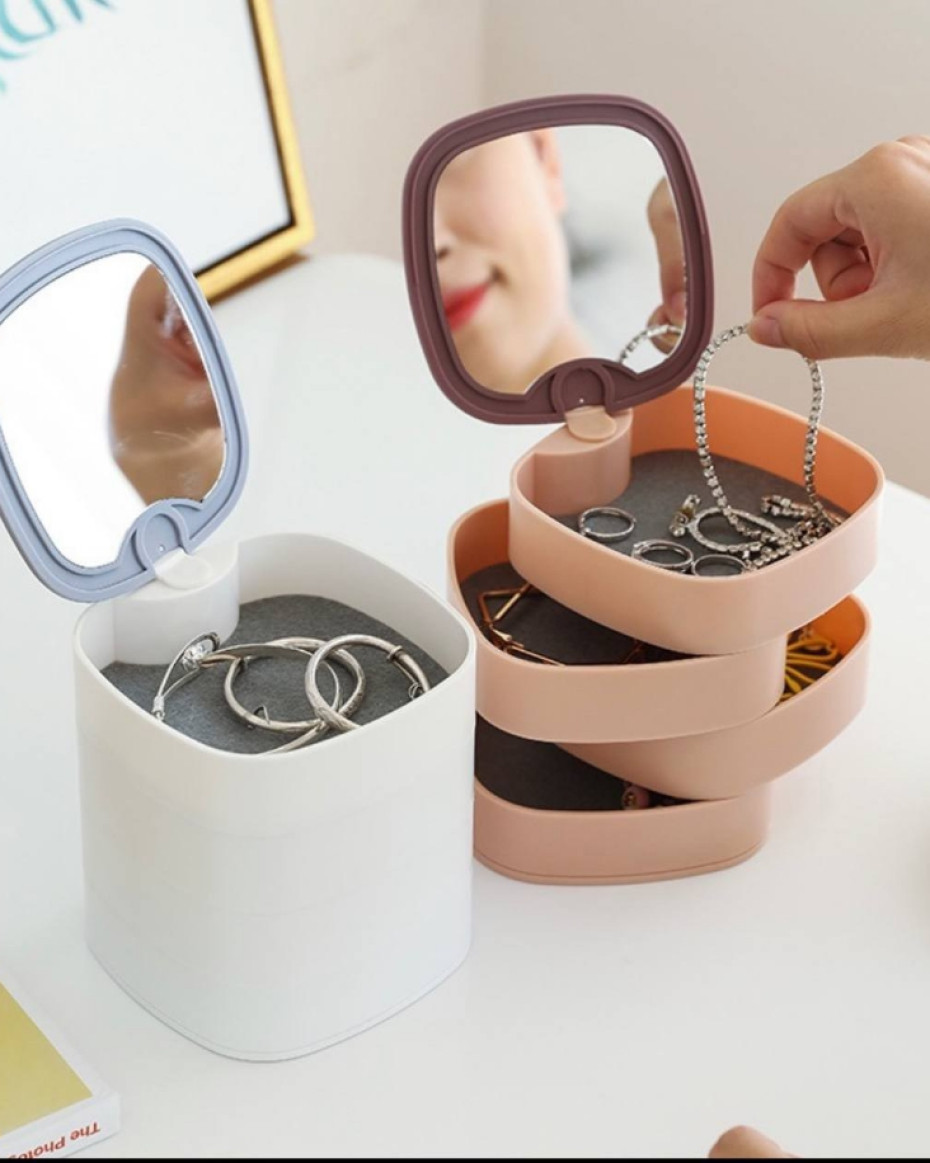 *BOX SHAPE JEWELRY ORGANIZER WITH MIRROR