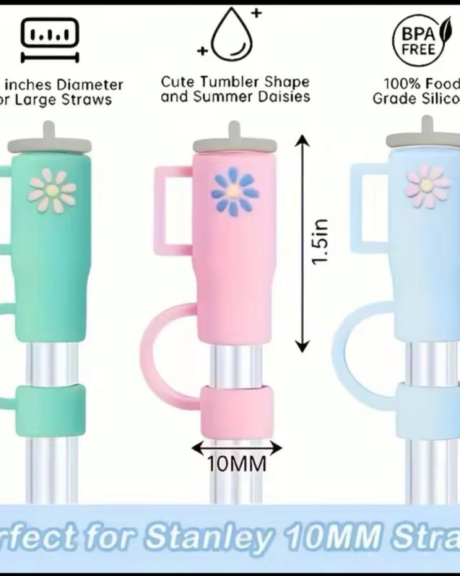 Straw Cover Cap for Stanley Cup Silicone Straw Topper Compatible with Oz Tumbler with Handle 10mm Straw Tip Covers..