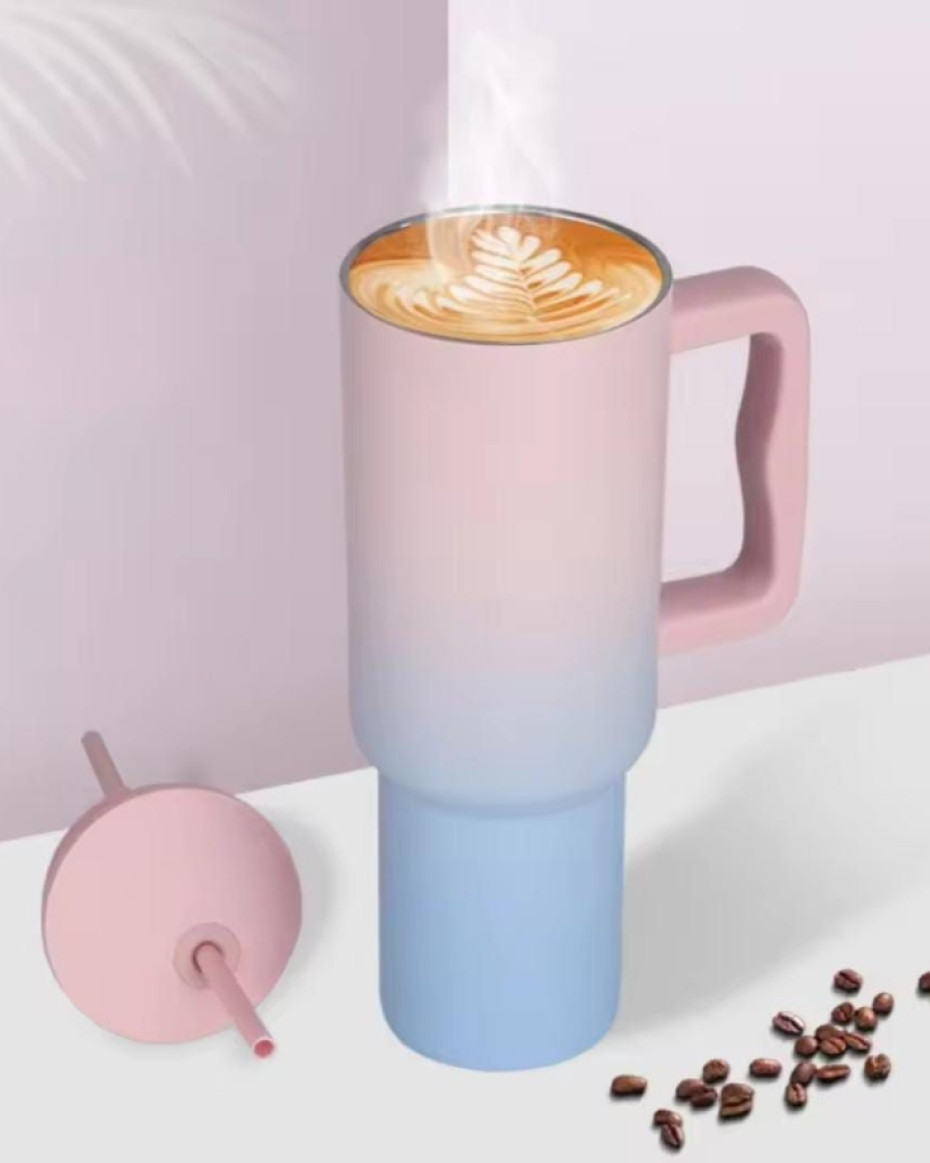 *HOT & COLD LARGE CAPACITY INSULATED STAINLESS STRAW CUP