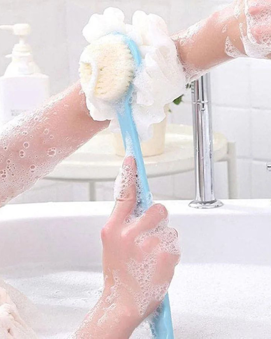 *EXFOLIATING LONG HAND BATH BRUSH AND BACK SCRUBBER..