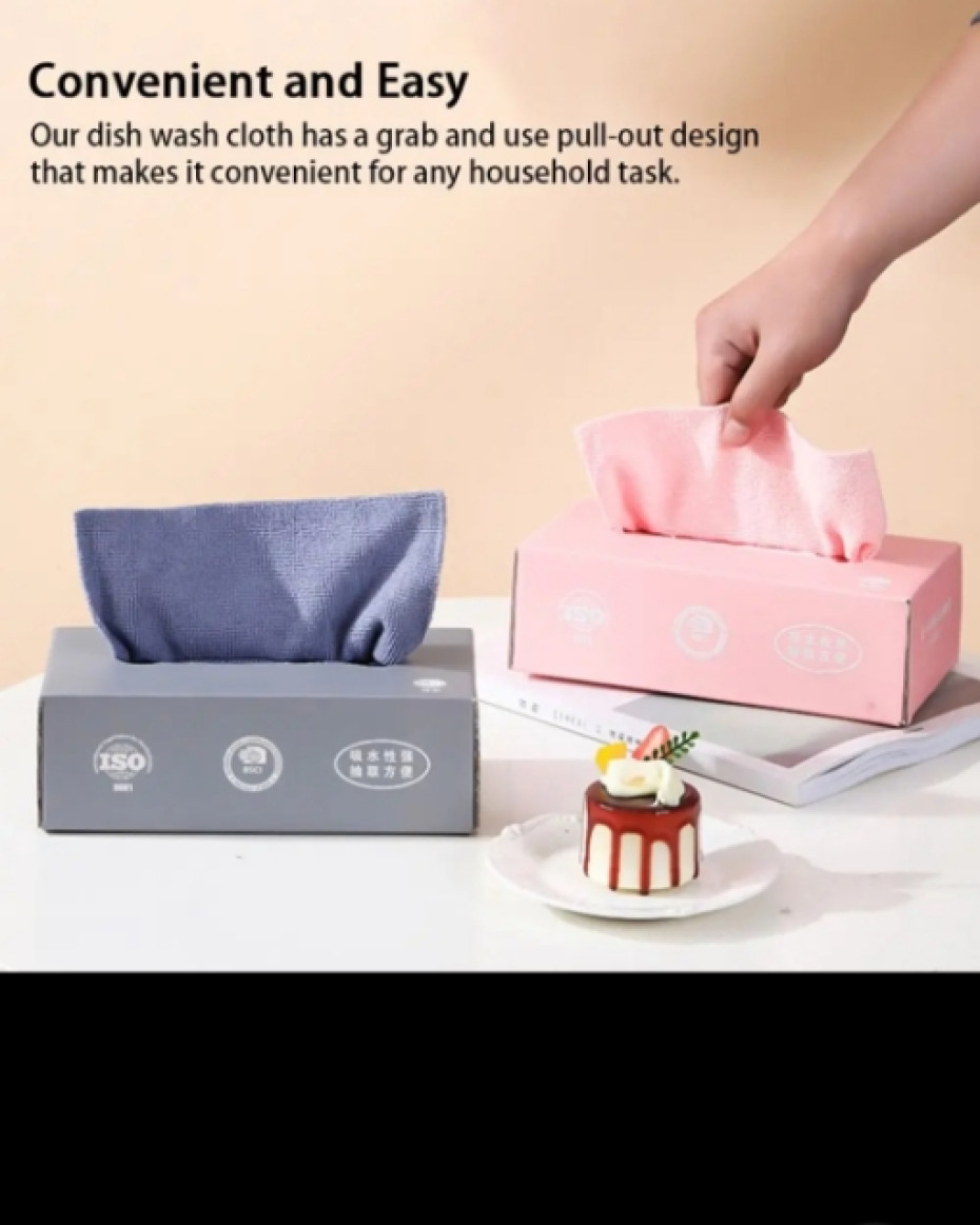 *20PCS/Box Microfiber Towel Absorbent Kitchen Cleaning Dishcloth Non-stick Oil Dish Rags Napkins Tableware Home Cleaning Towels