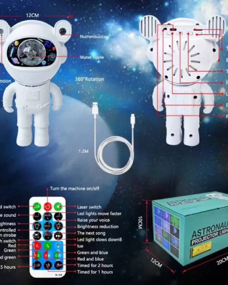 Astronaut Galaxy Projector Star Night Light Nebula LED RGB Bedroom Decor Lamp With Speaker