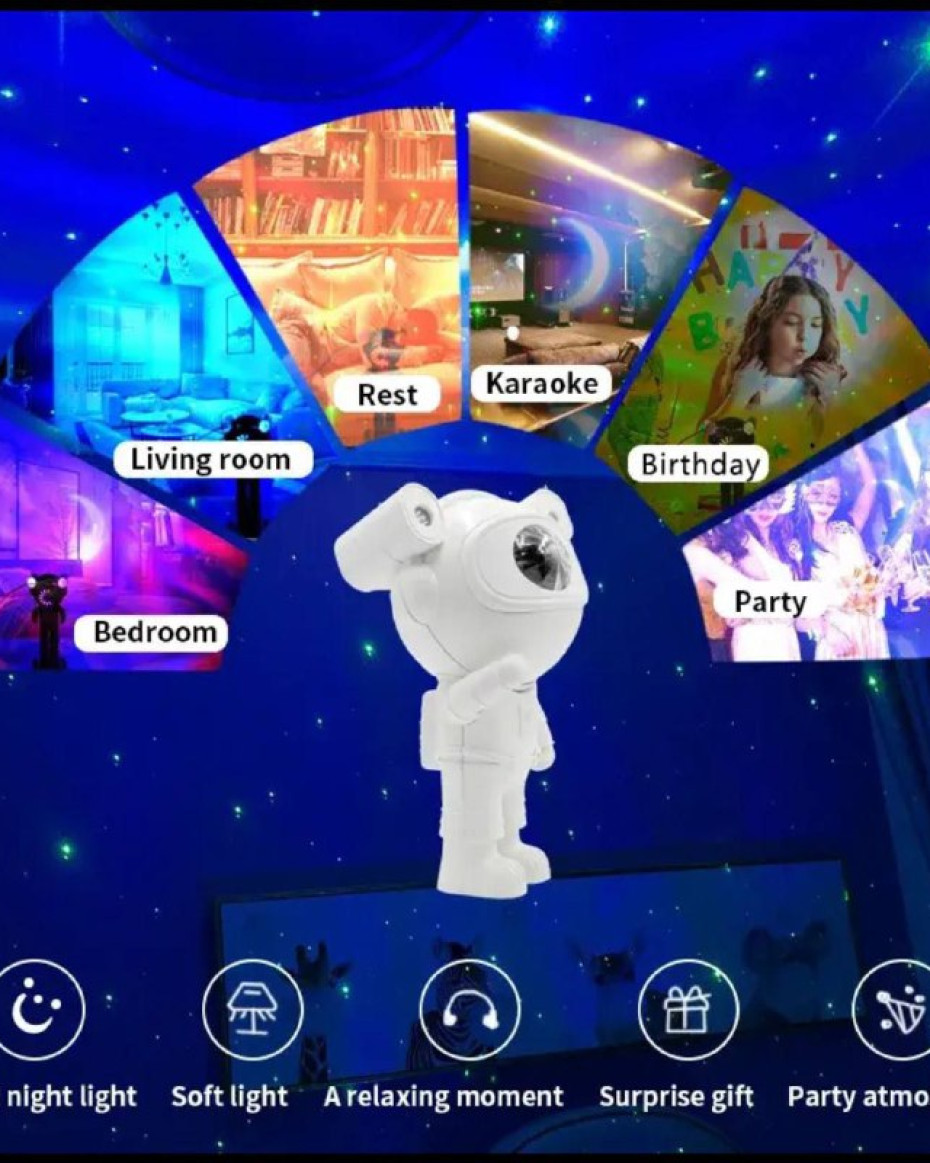 Astronaut Galaxy Projector Star Night Light Nebula LED RGB Bedroom Decor Lamp With Speaker