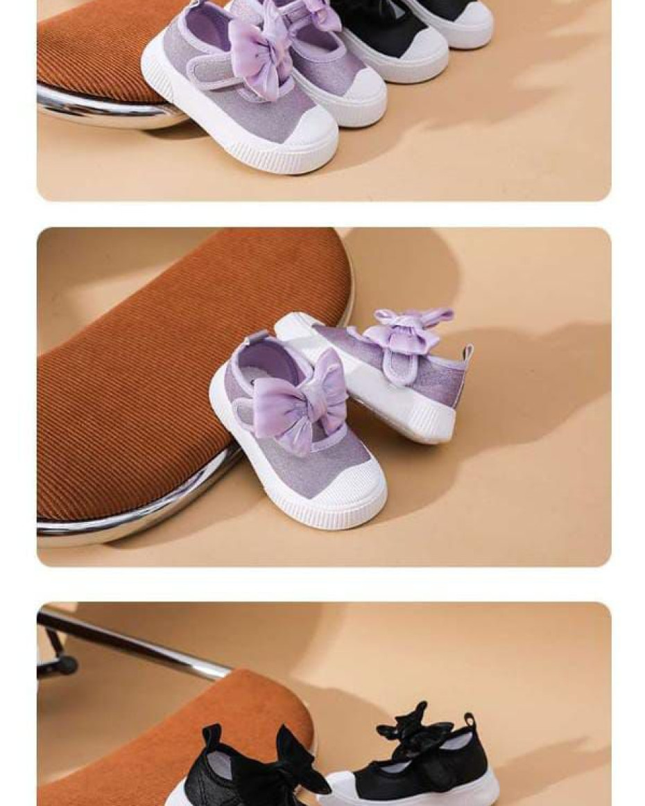 MARY JANE HIGH QUALITY GLITTERY COMFY GIRLS FULL COVER SHOE WITH KNOTTED BOW LILAC