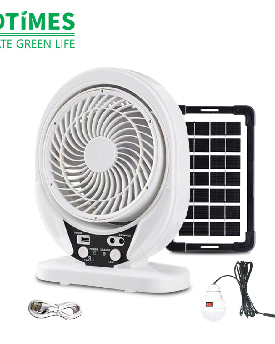 8INCH SOLARELECTRIC RECHARGEABLE MULTIFUNCTIONAL ROTATING FAN WITH SOLAR PANEL BULB