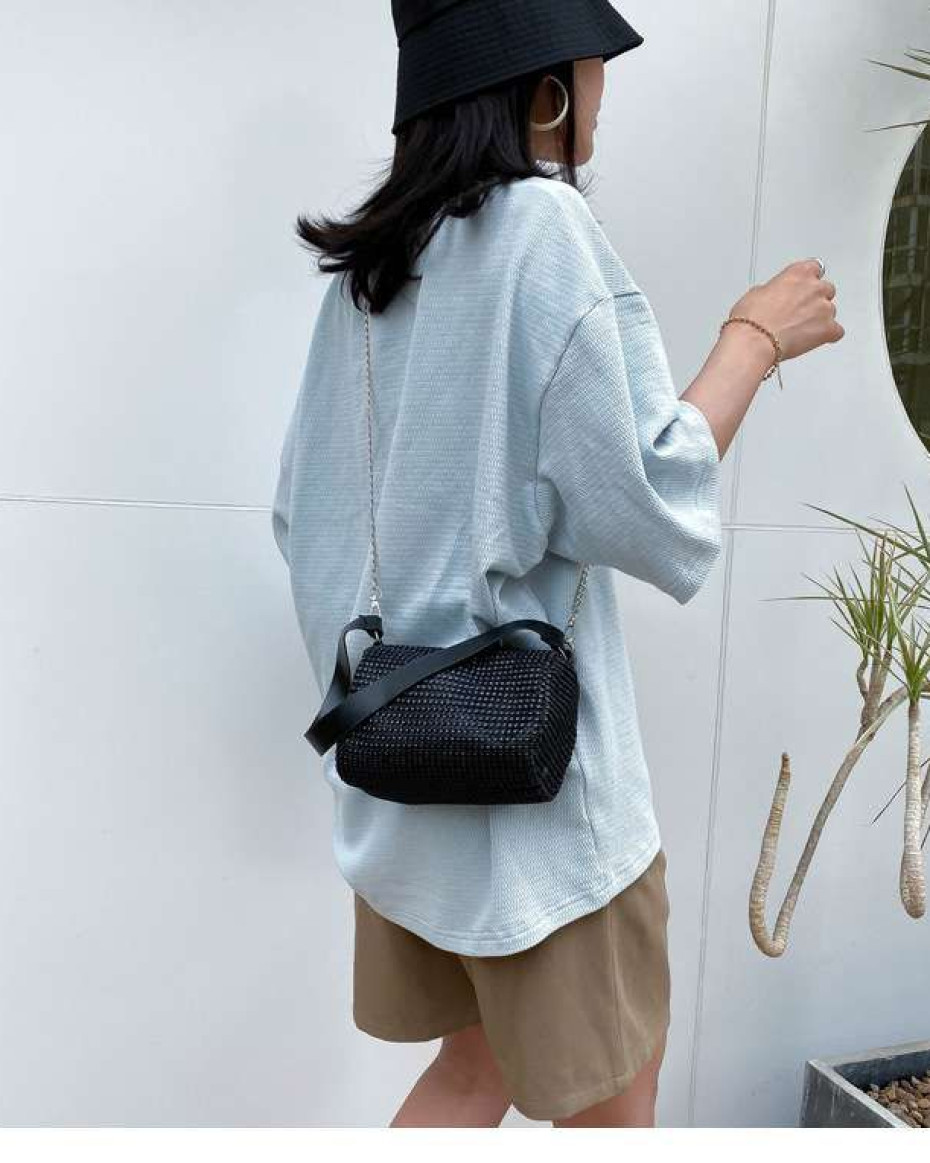 UNIQUE SOFT STONED ARINOLA MINI BAG WITH CHAIN HANDLE