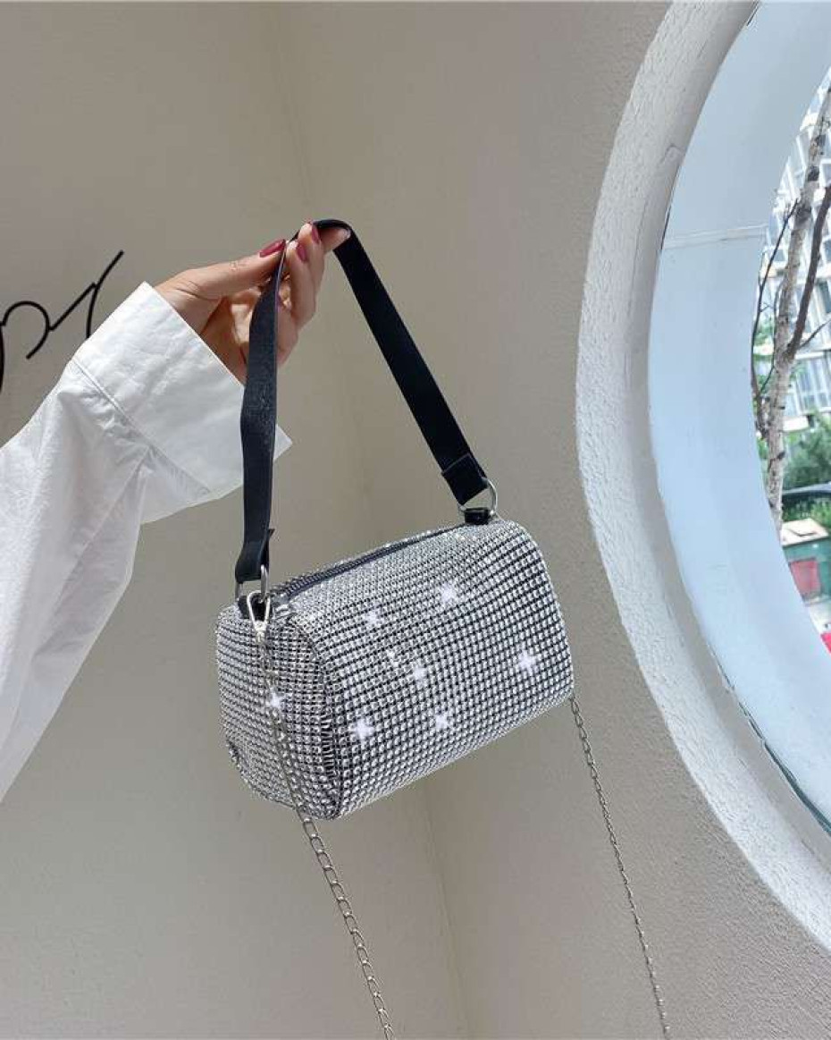 UNIQUE SOFT STONED ARINOLA MINI BAG WITH CHAIN HANDLE