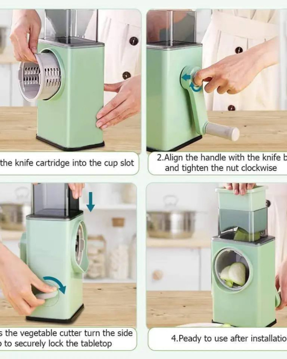 *MULTIPLE BLADE VEGETABLE DRUM GRATER/SHREDDER.