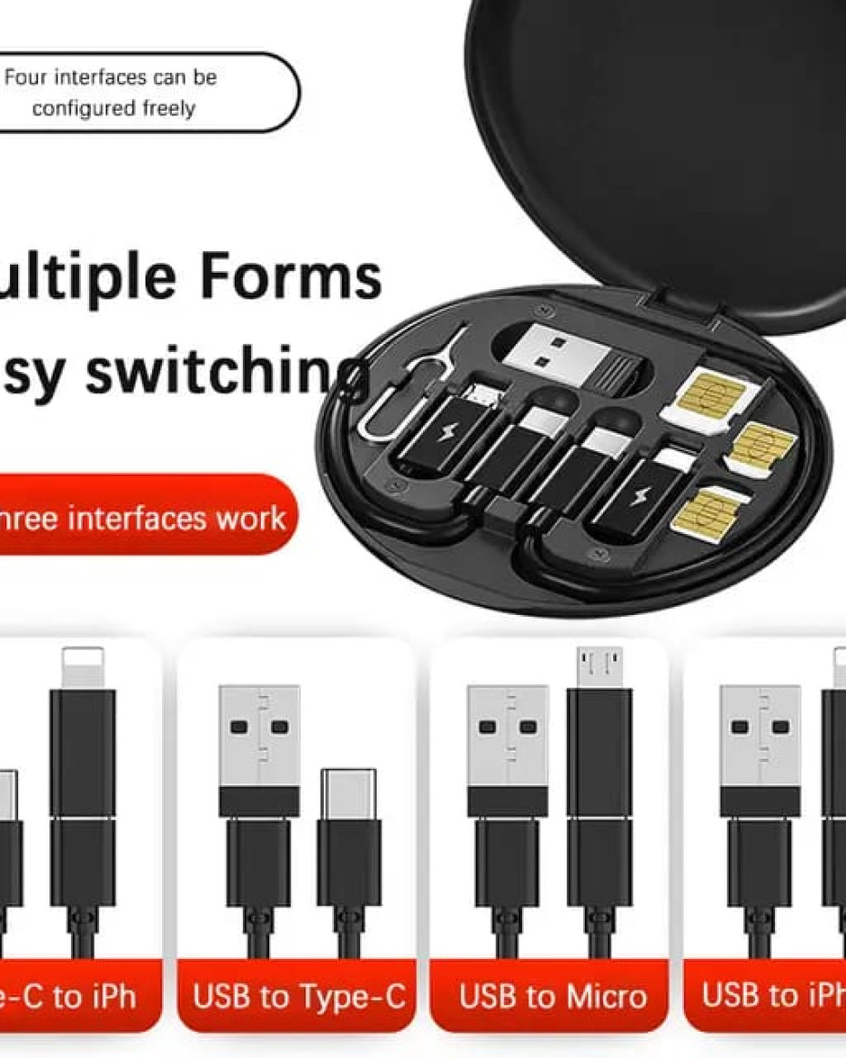 *5in1 Multifunctional Mobile Phone 60W Fast Charging Data Cable Set Storage