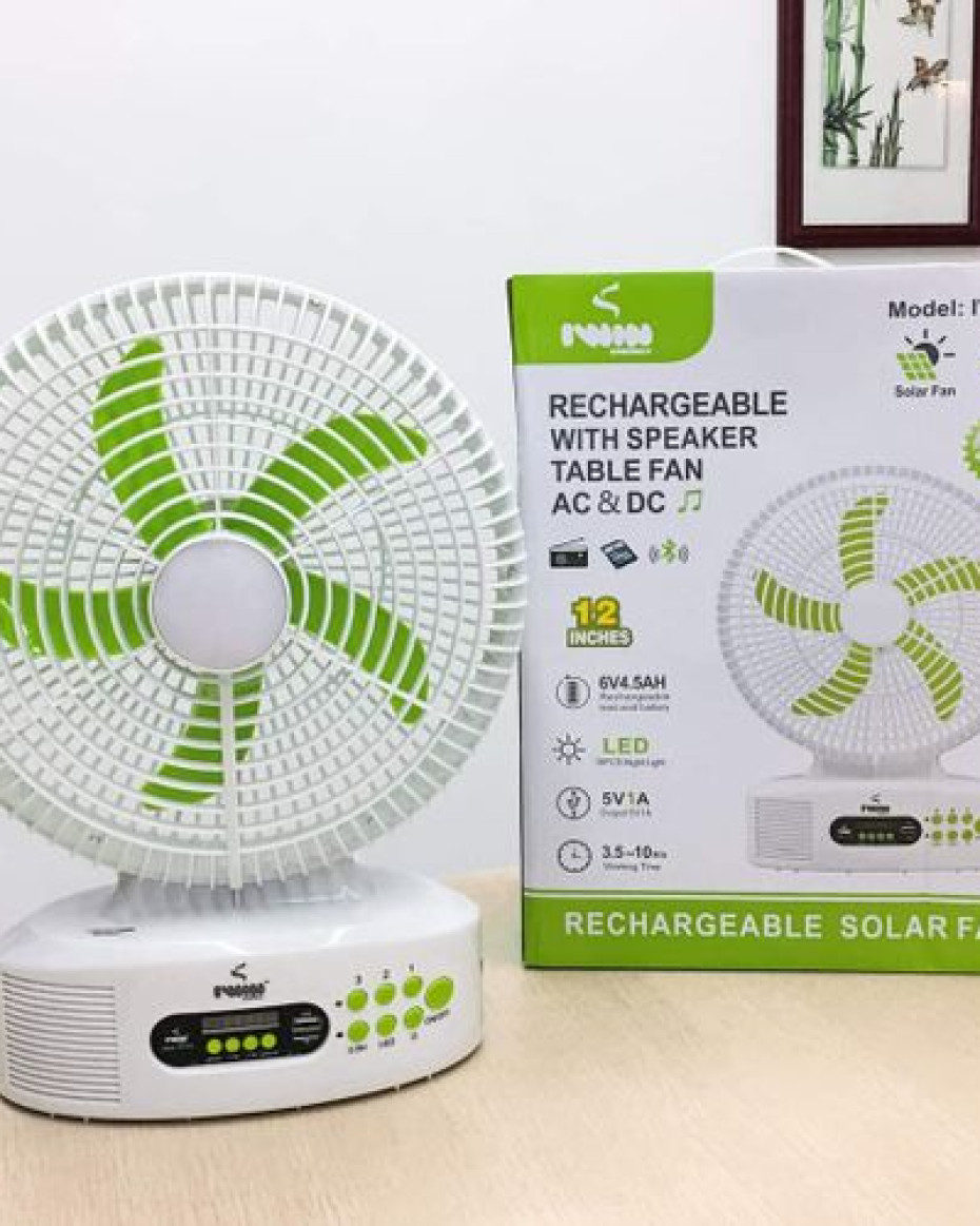 *QUALITY RECHARGEABLE SOLAR FAN WITH SPEAKER..