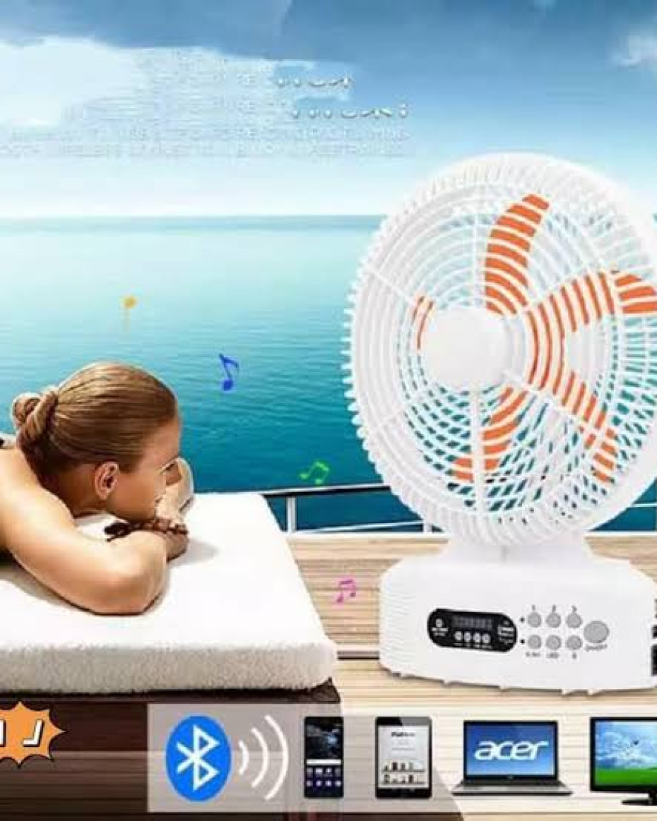 *QUALITY RECHARGEABLE SOLAR FAN WITH SPEAKER..