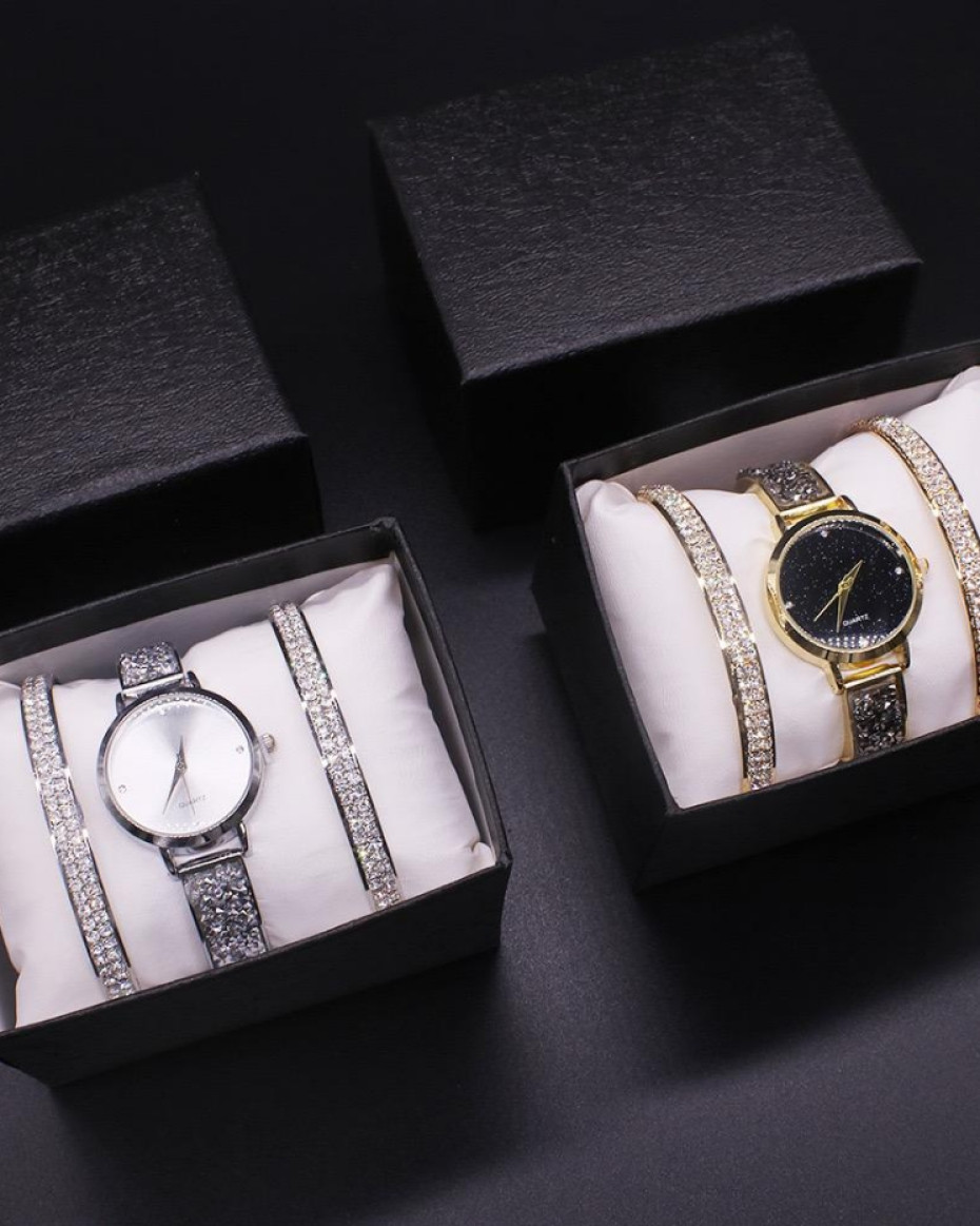 *💯 QUALITY 3IN1 ALICIA WRISTWATCH AND 2 BRACELET IN A BOX...