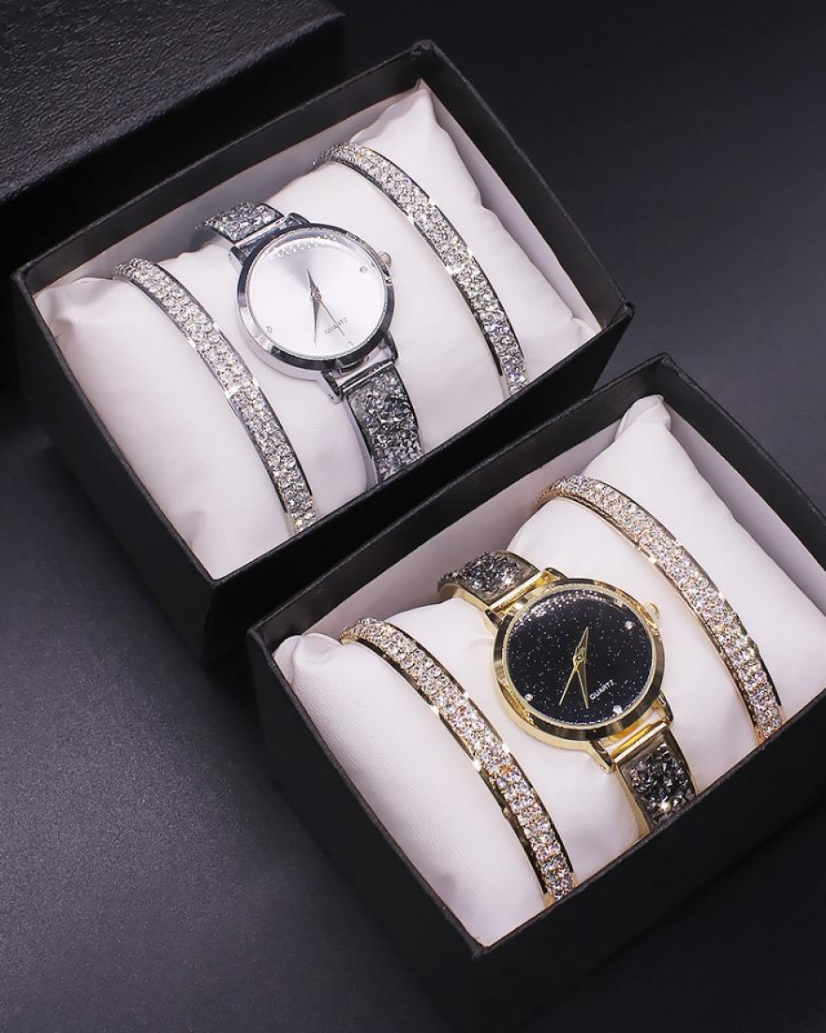 *💯 QUALITY 3IN1 ALICIA WRISTWATCH AND 2 BRACELET IN A BOX...