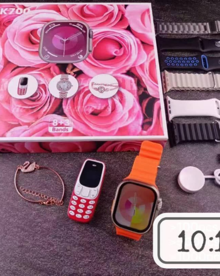 *Elegant TK700 8+3band Smart Watch with gold bracelet set combo*