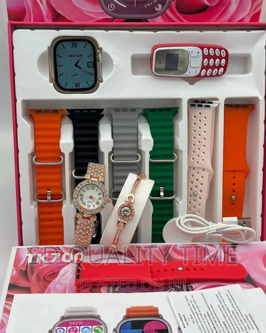 *Elegant TK700 8+3band Smart Watch with gold bracelet set combo.*